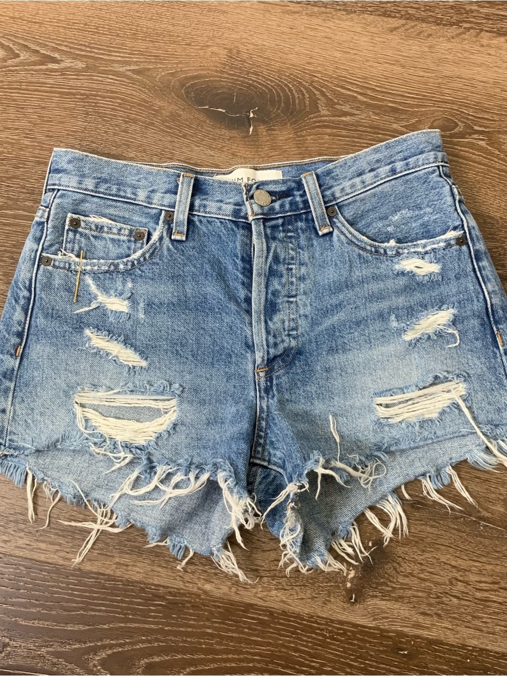 Denim forum Womens blue button fly the ex boyfriend cut off jean shorts 24